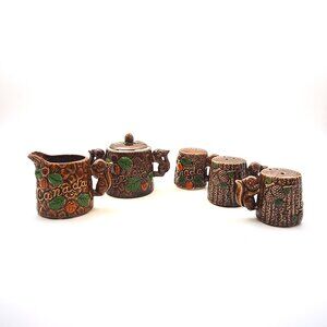 Vintage Canadiana Canada Squirrel Salt Pepper Sugar Creamer Set Japan Woodland